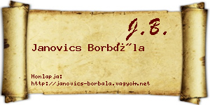 Janovics Borbála névjegykártya